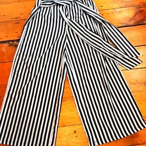 Shein wide leg black and white striped pants.